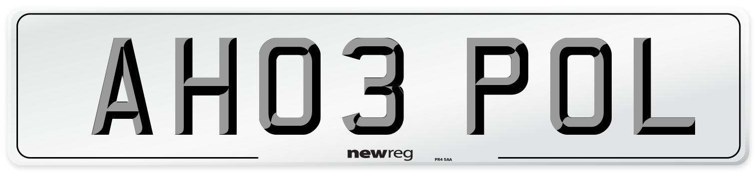 AH03 POL Number Plate from New Reg